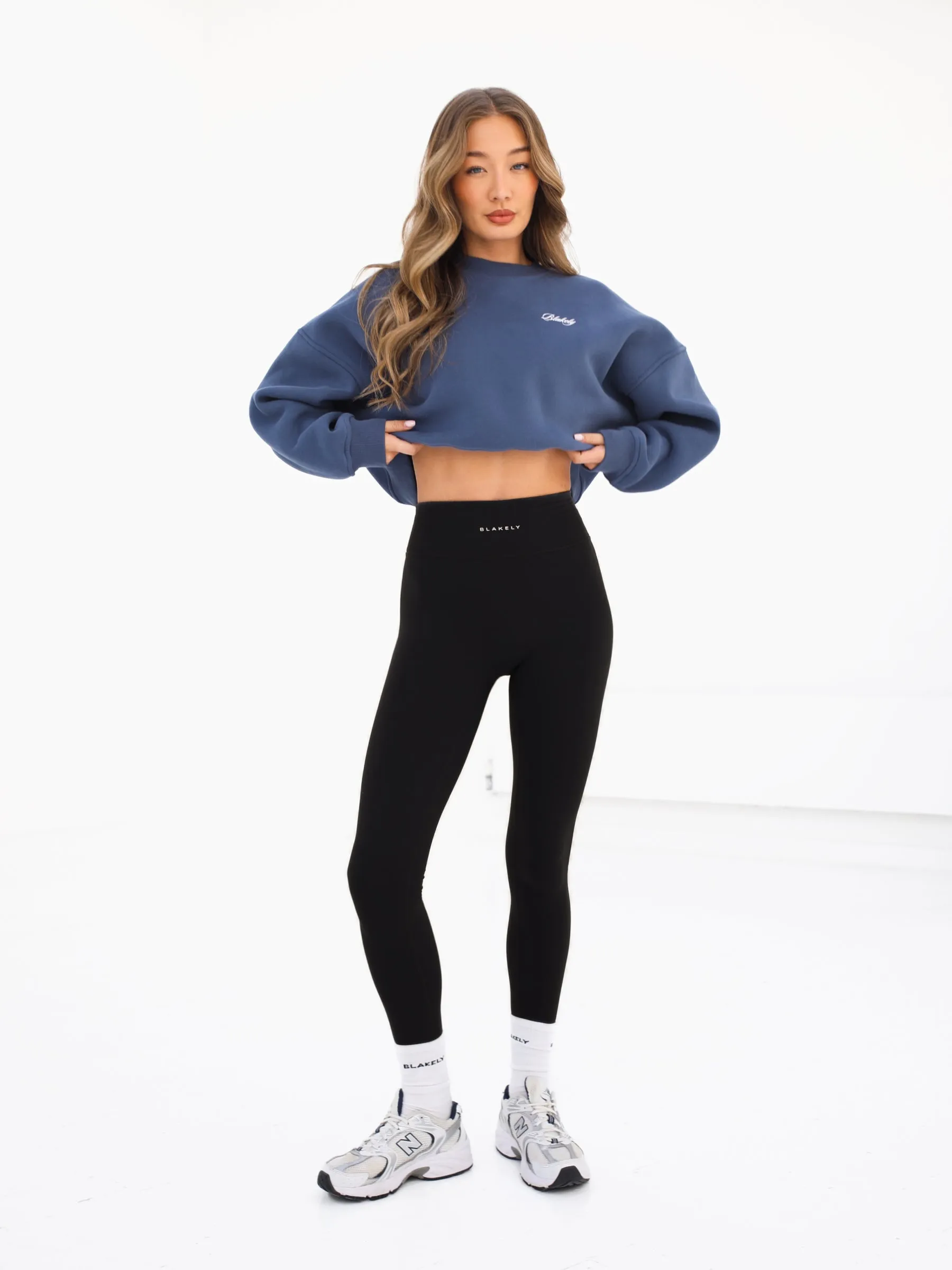 Off Duty Cropped Sweater - Steel Blue