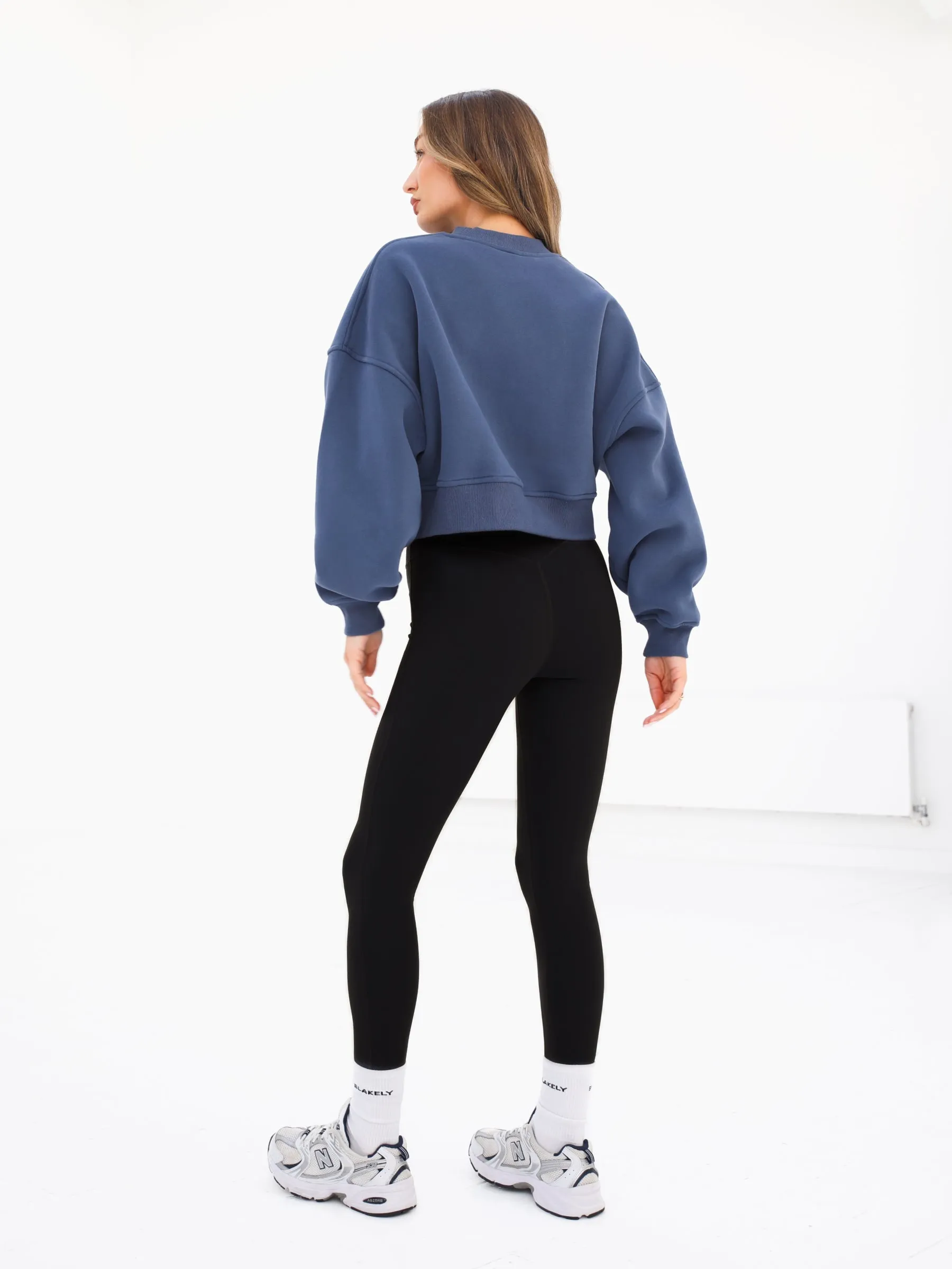 Off Duty Cropped Sweater - Steel Blue
