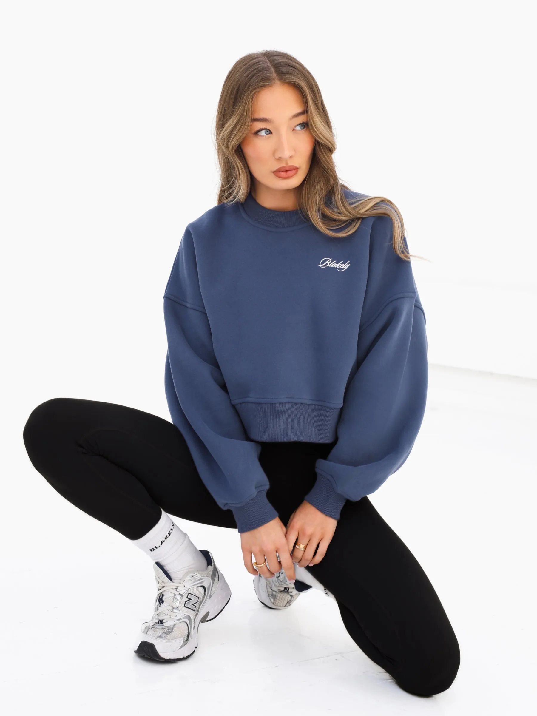 Off Duty Cropped Sweater - Steel Blue