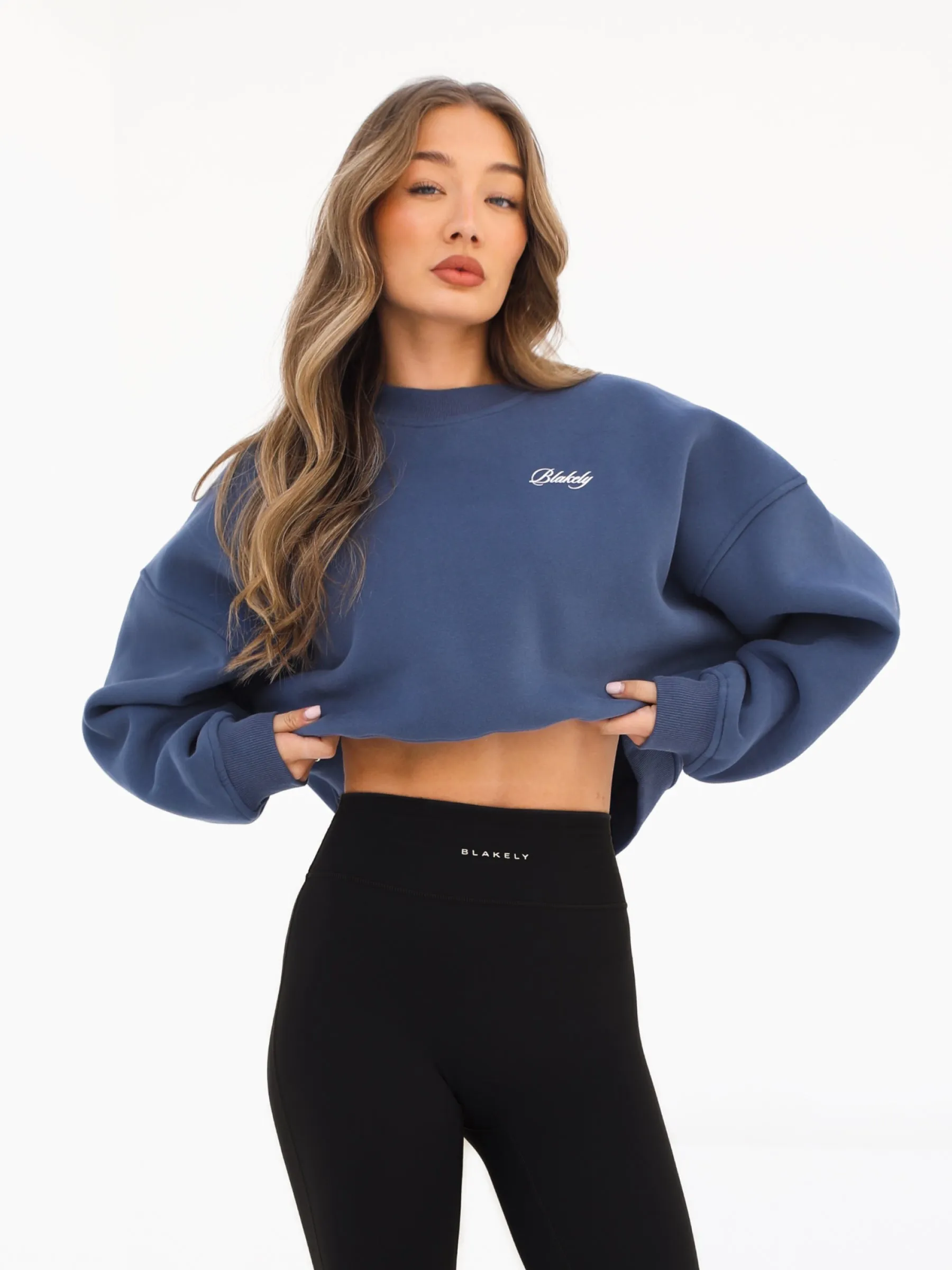 Off Duty Cropped Sweater - Steel Blue