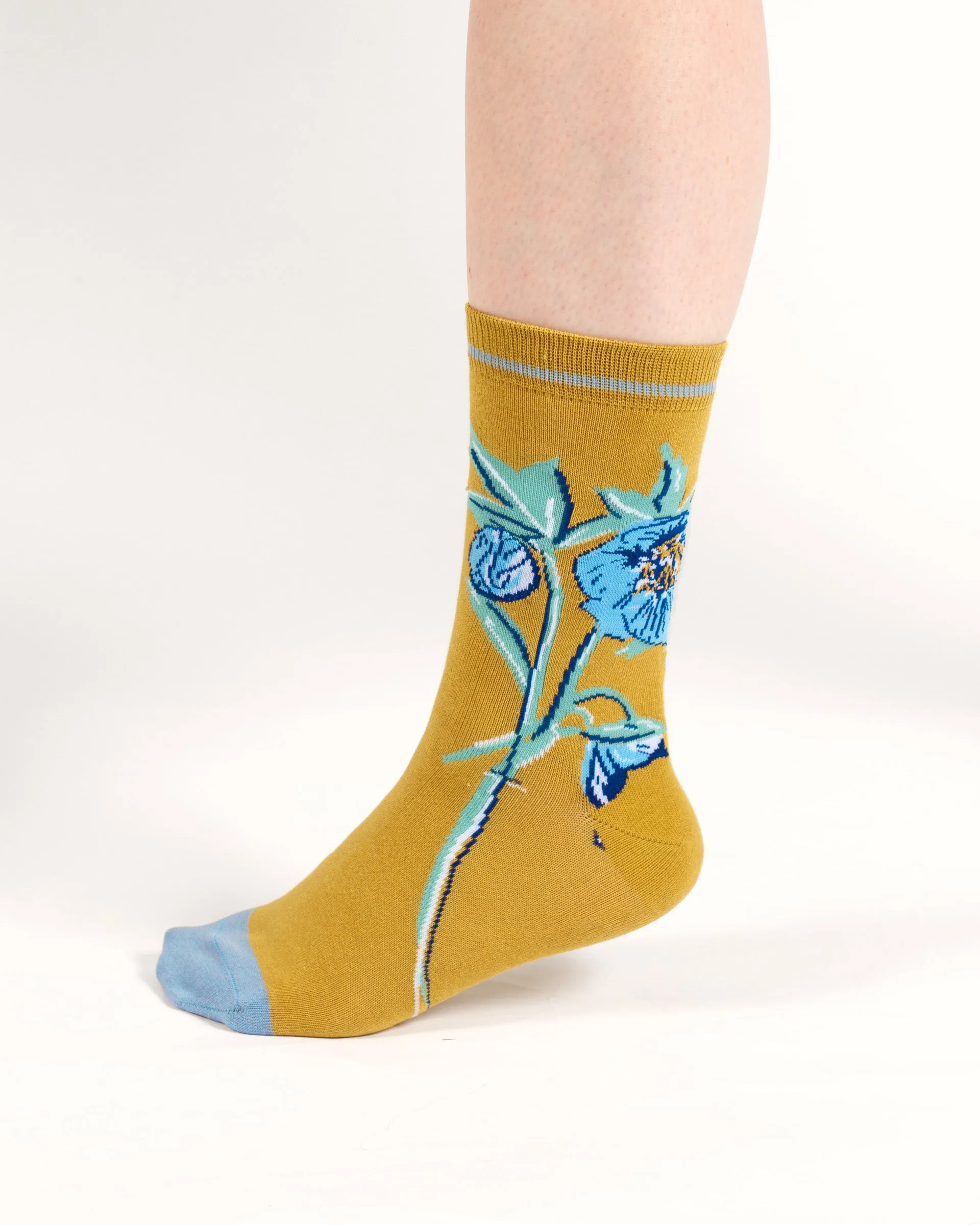 Oversized Floral Bamboo Socks - Yellow