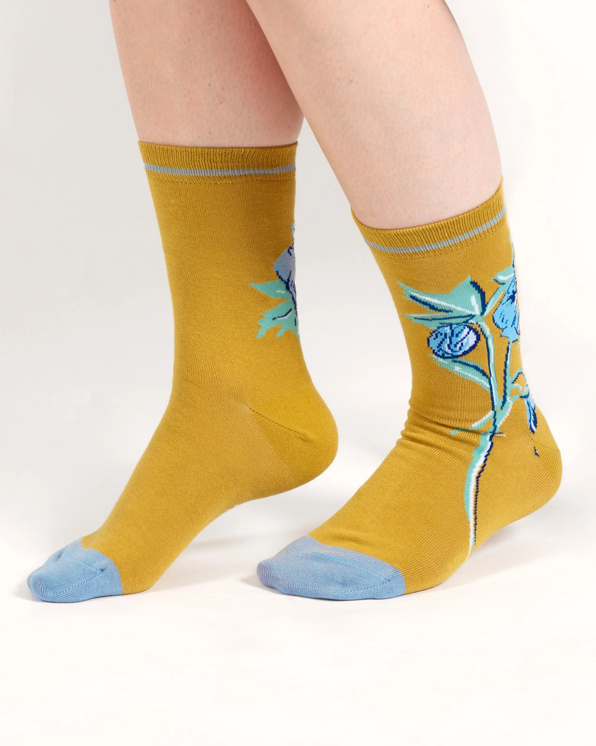 Oversized Floral Bamboo Socks - Yellow