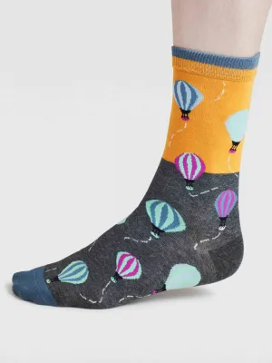 Pele Hot Air Balloon Organic Cotton Socks - Cumin Yellow