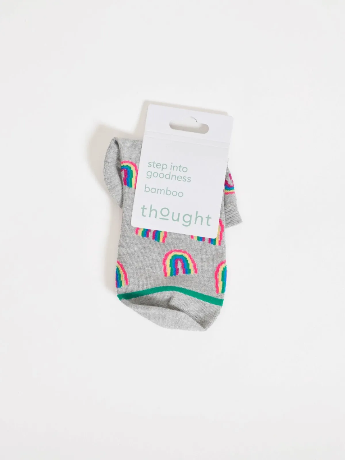 Rainbow Short Bamboo Ankle Socks - Grey Multi