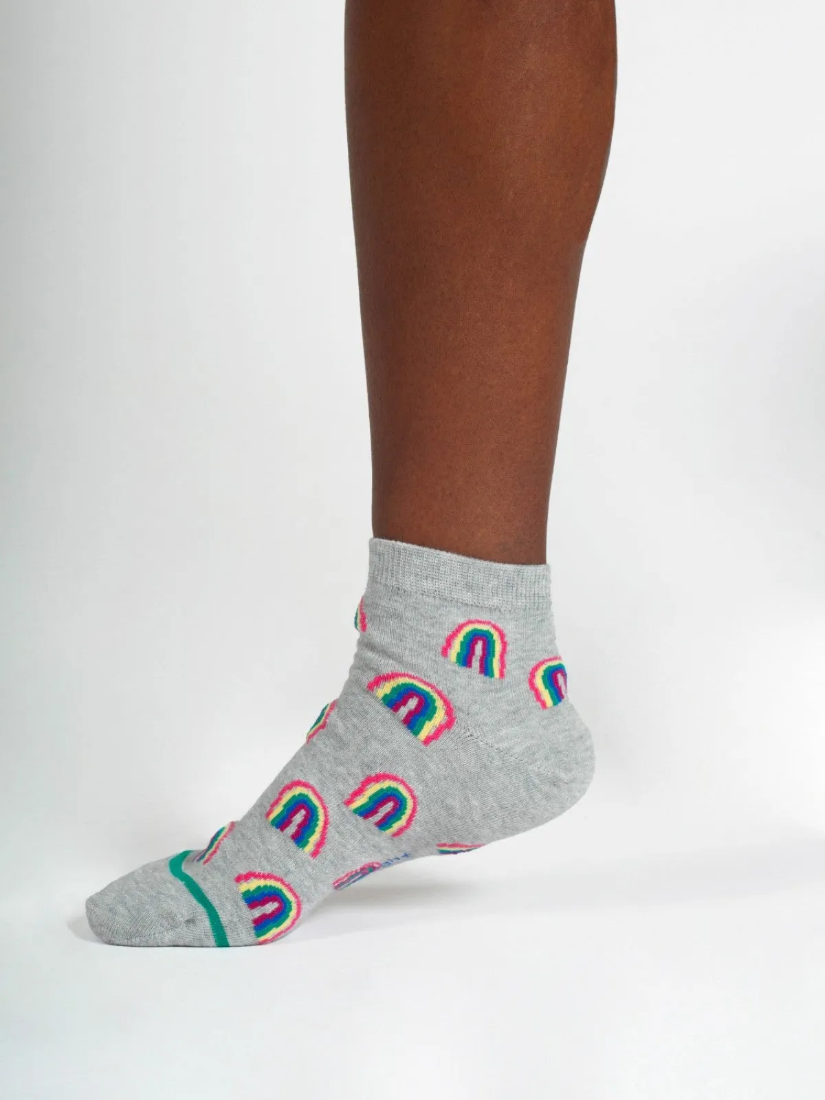 Rainbow Short Bamboo Ankle Socks - Grey Multi