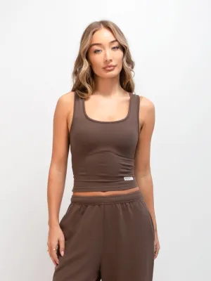 Soft Waffle Tank Top - Brown