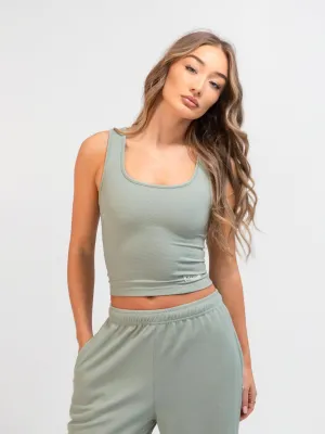 Soft Waffle Tank Top - Sage Green