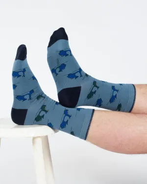Speedy Scooter Bamboo Crew Socks - Blue