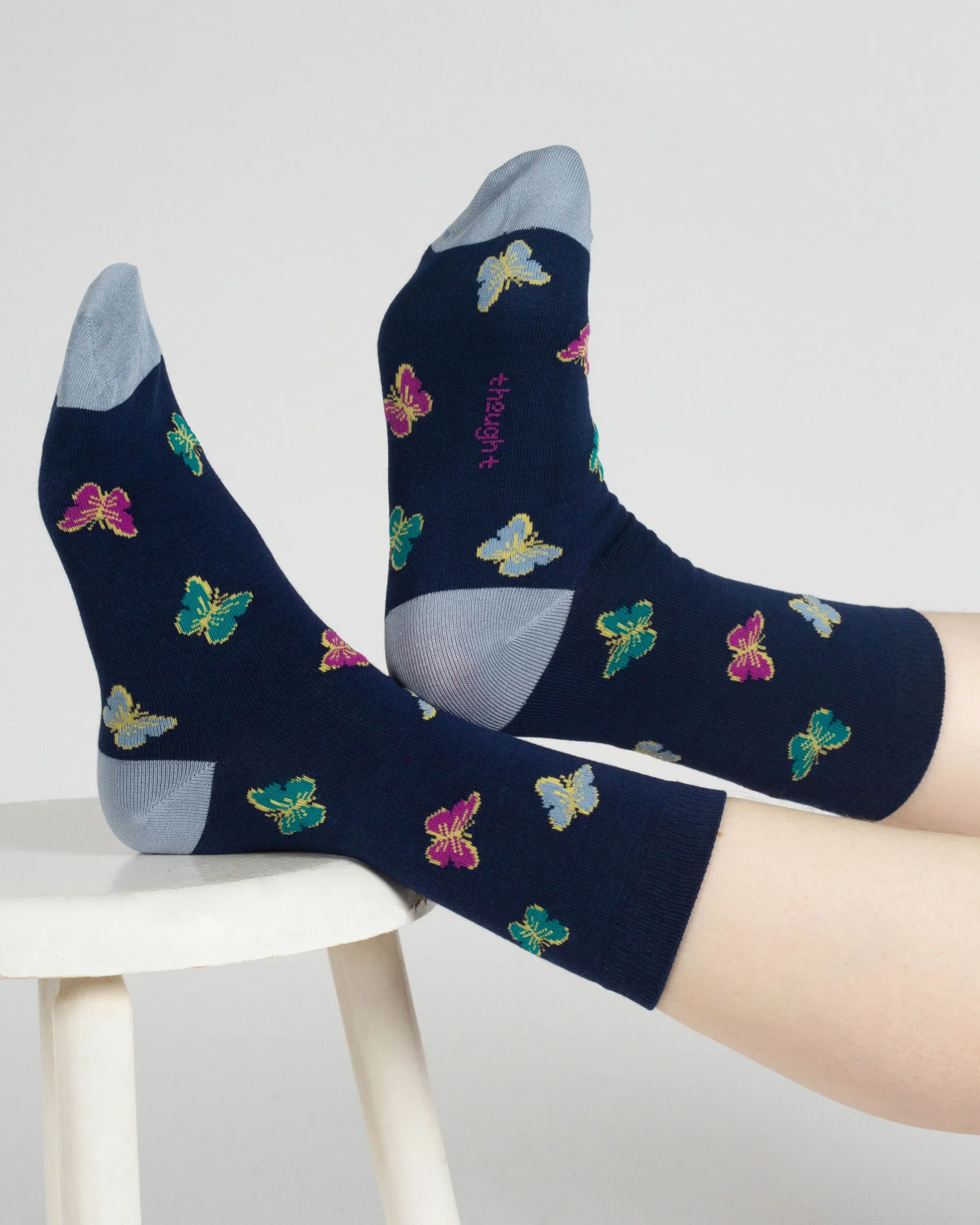Starry Night Owl Bamboo Gift Box of 4 Socks - Blue Multi
