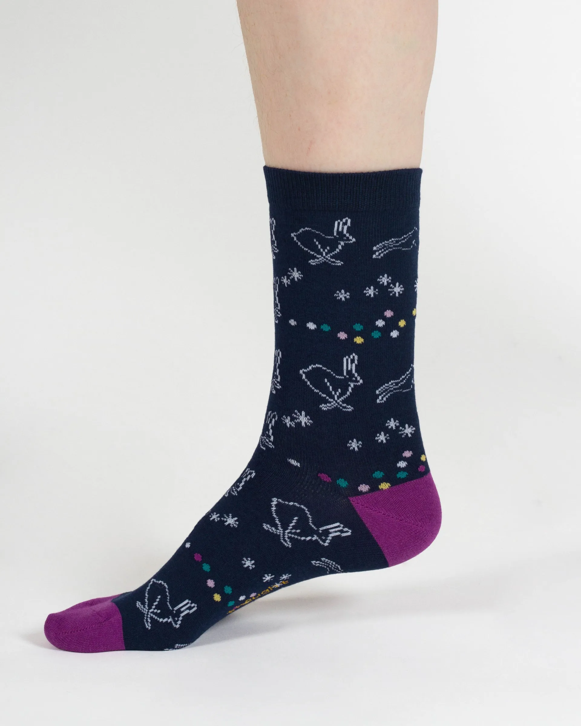 Starry Night Owl Bamboo Gift Box of 4 Socks - Blue Multi
