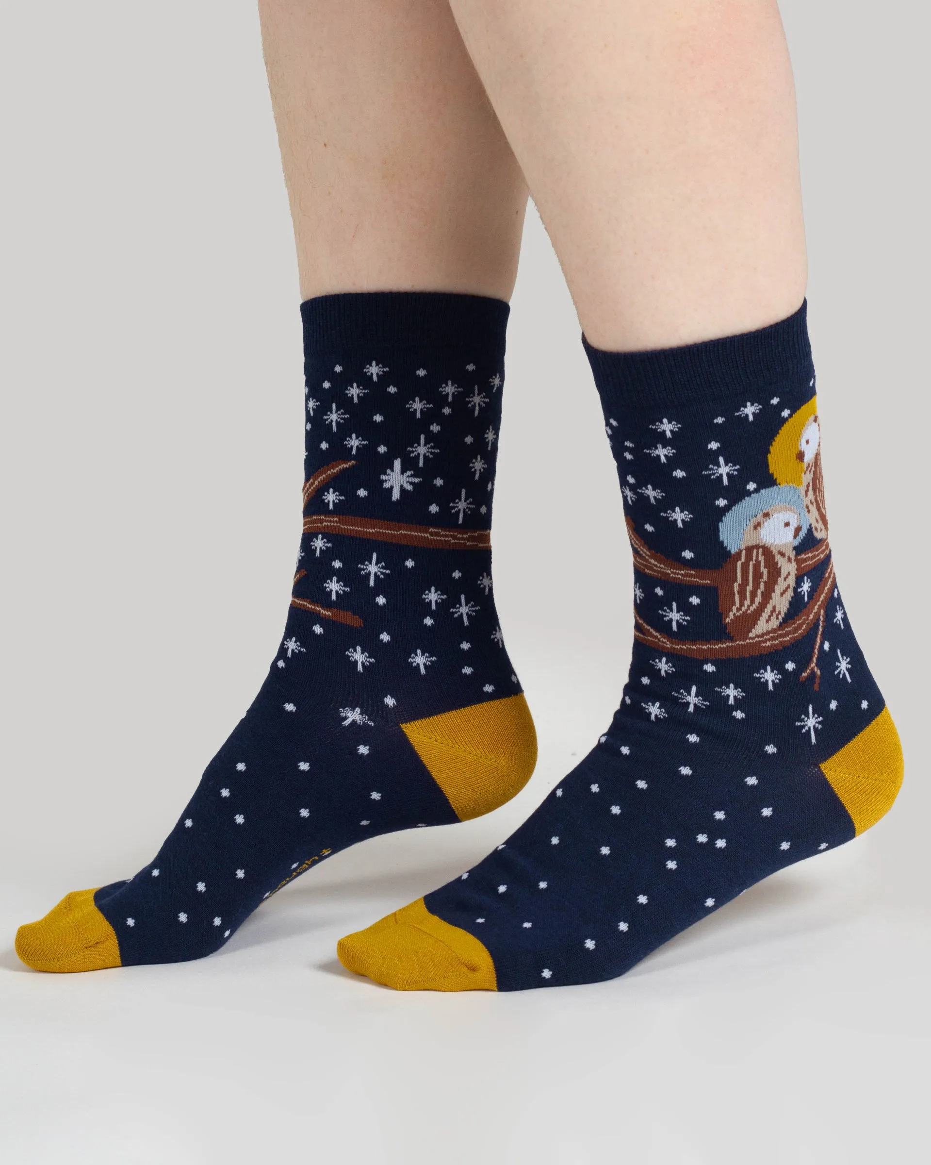 Starry Night Owl Bamboo Gift Box of 4 Socks - Blue Multi