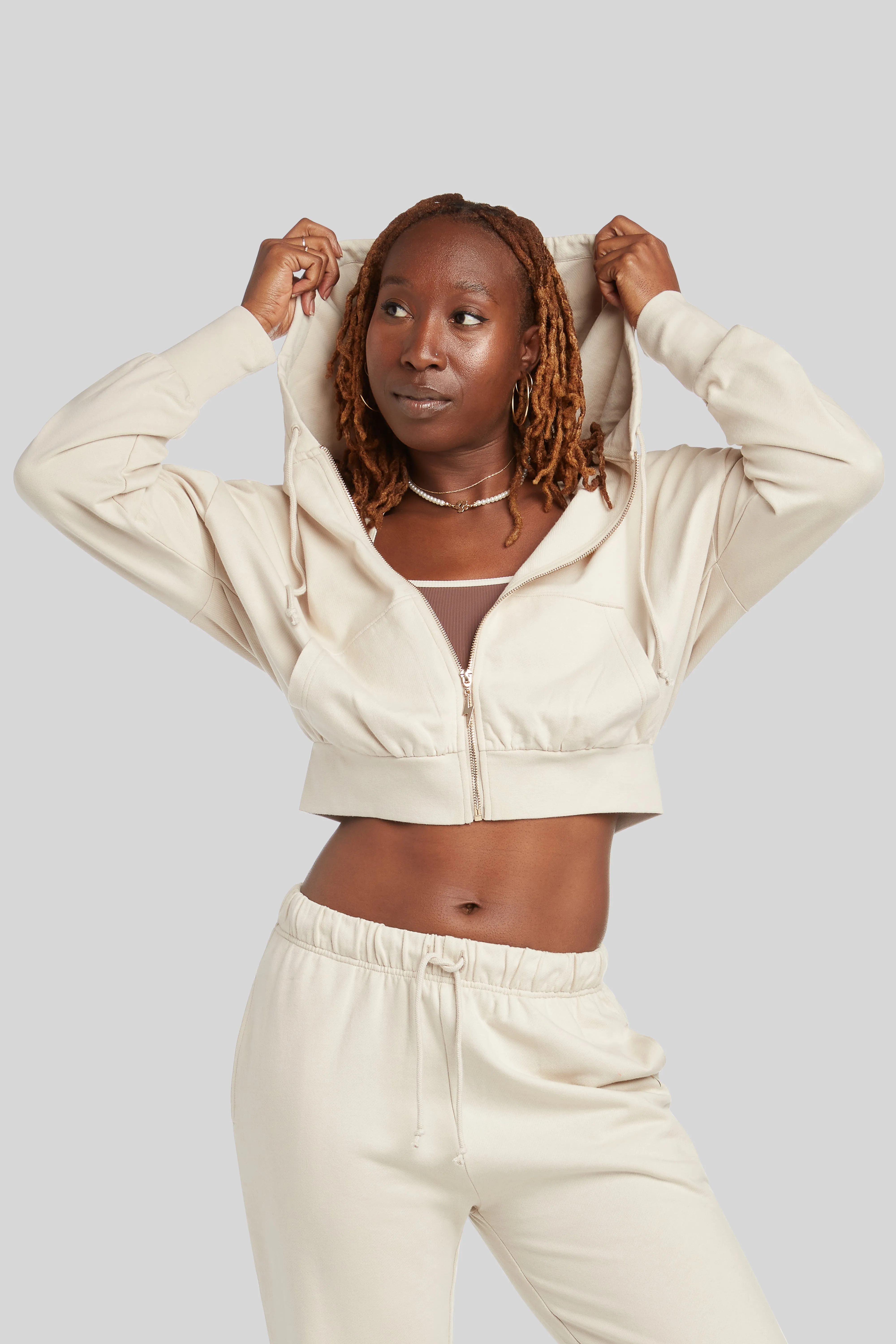 Thunder Zip Up Hoodie - Sand