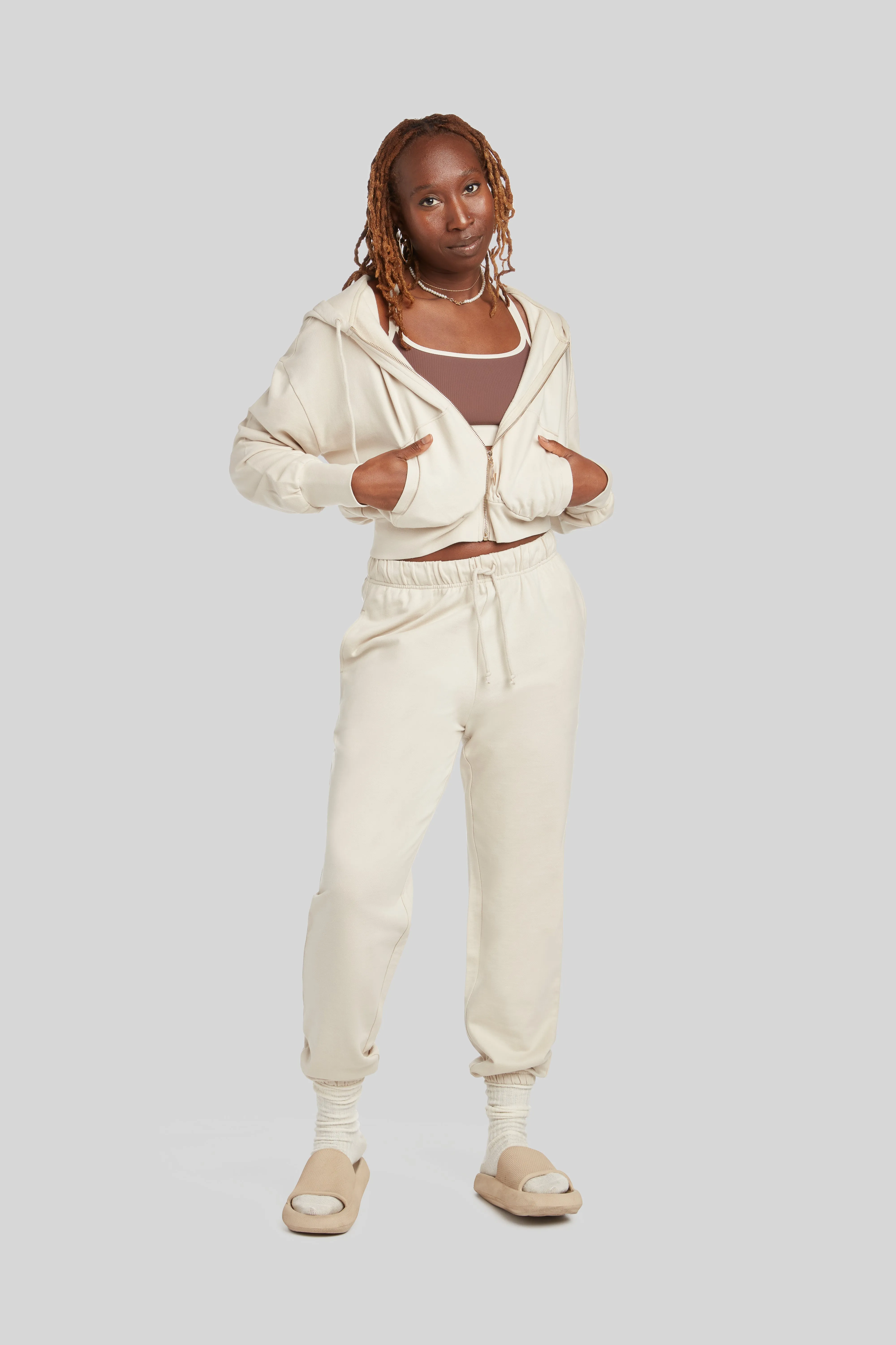 Thunder Zip Up Hoodie - Sand