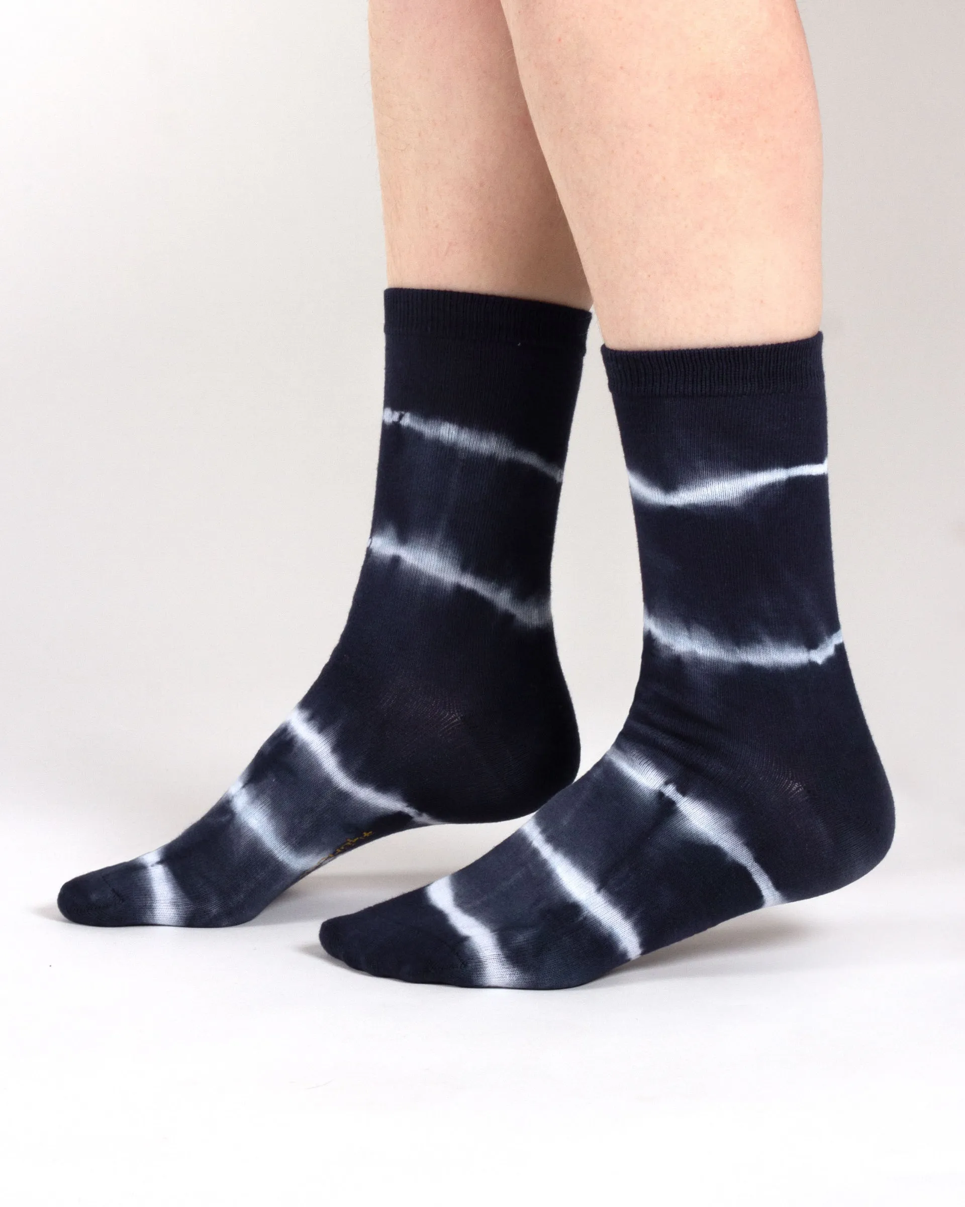 Tie Dye Organic Cotton Crew Socks - Navy Cream