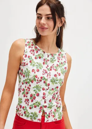 Tilly Printed Vest - Antique Ivory Combo