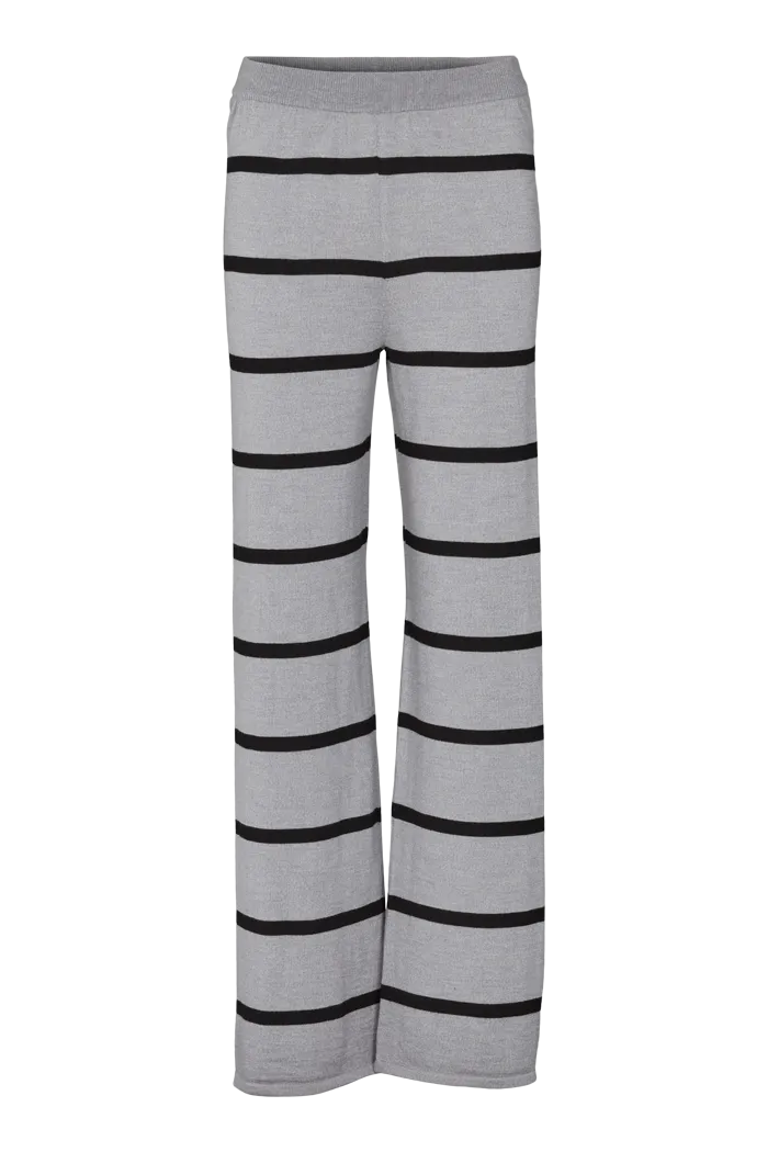 Vera Wide Pants - Light Grey Melange / Black