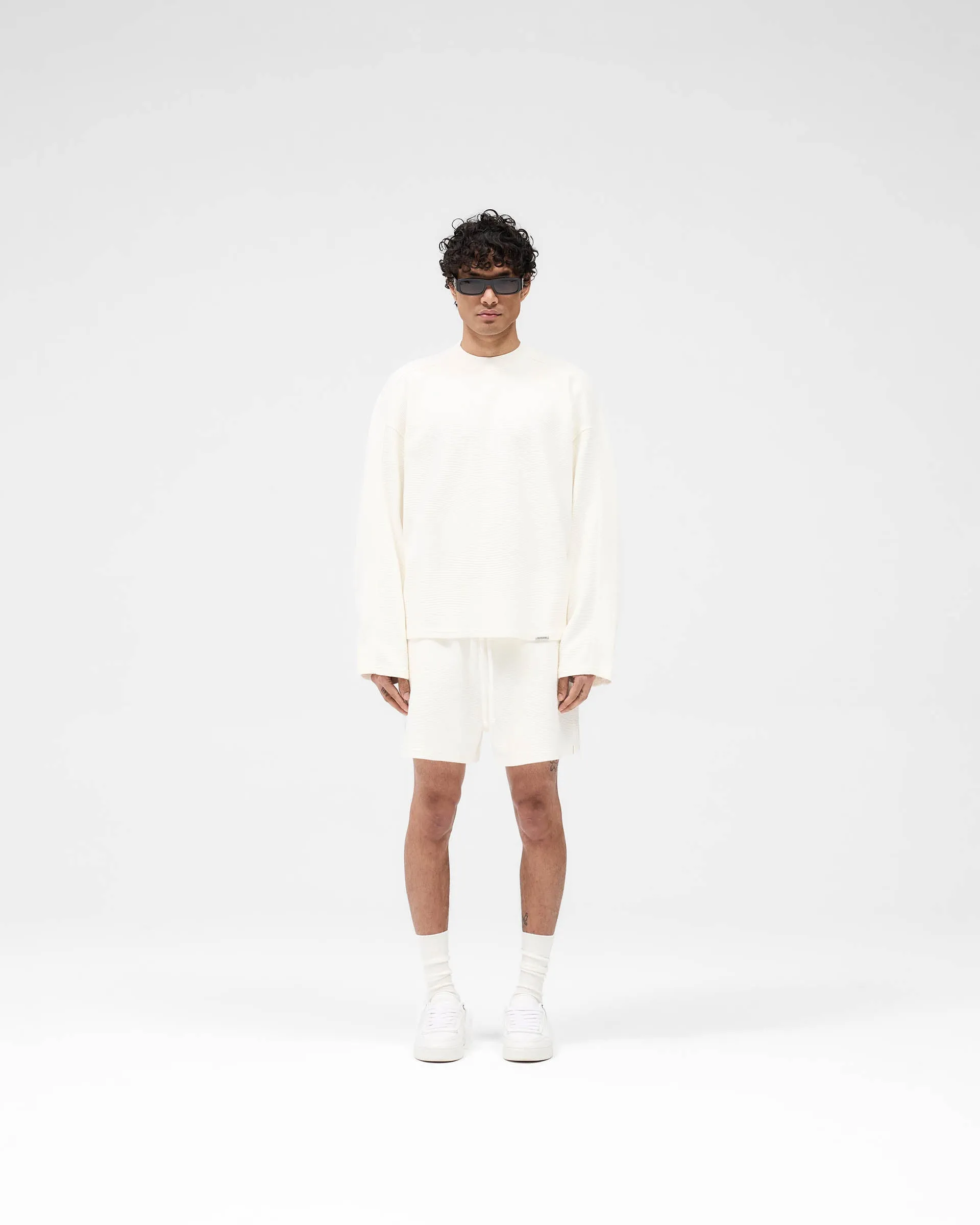 Waffle Long Sleeve T-Shirt - Flat White