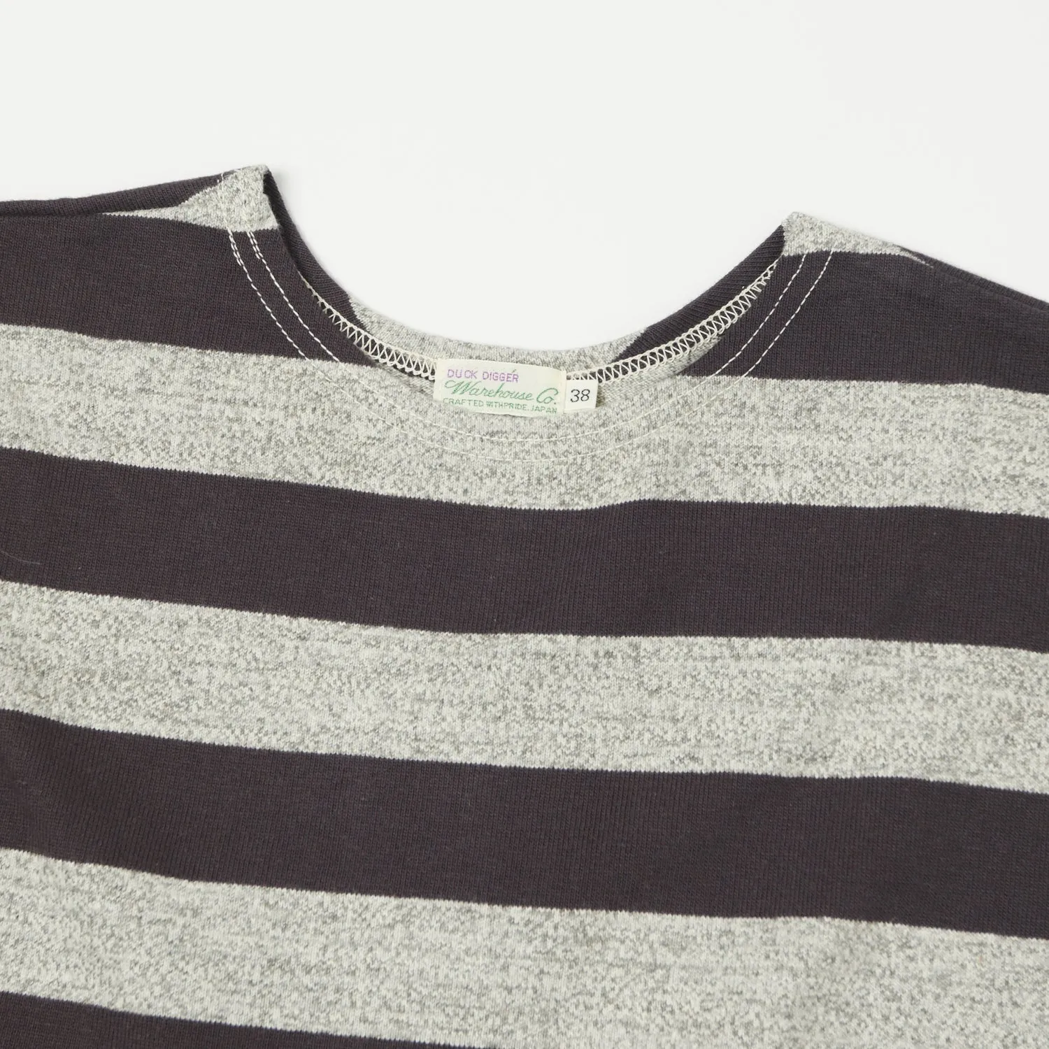 Warehouse & Co 4051 3/4 Sleeve Stripe Tee - Black/Heather Grey