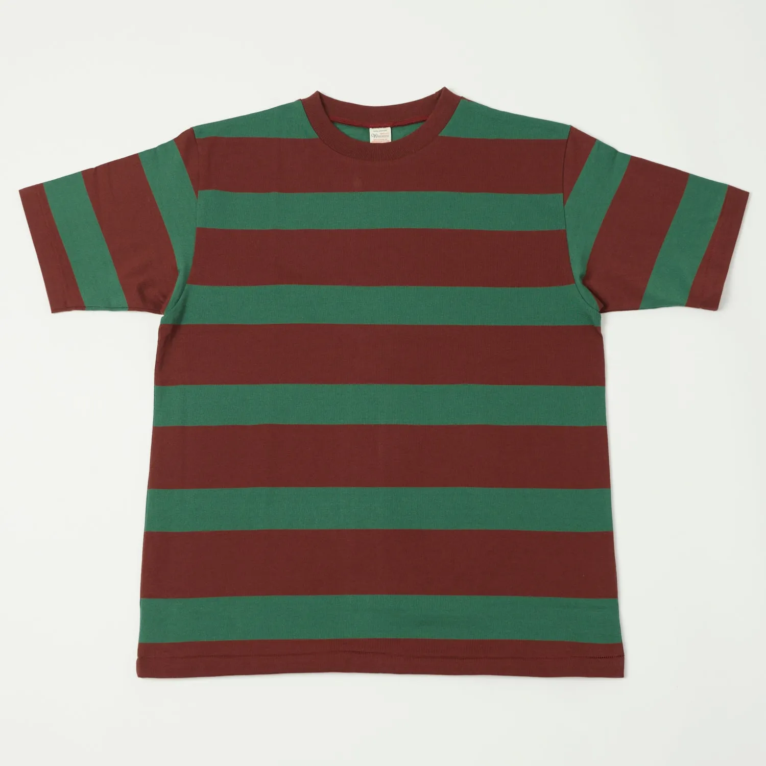 Warehouse & Co 4089 S/S 3x2 Inch Border Tee - Brown/Green