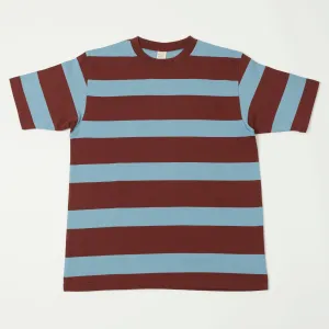 Warehouse & Co 4089 S/S 3x2 Inch Border Tee - Brown/Sax
