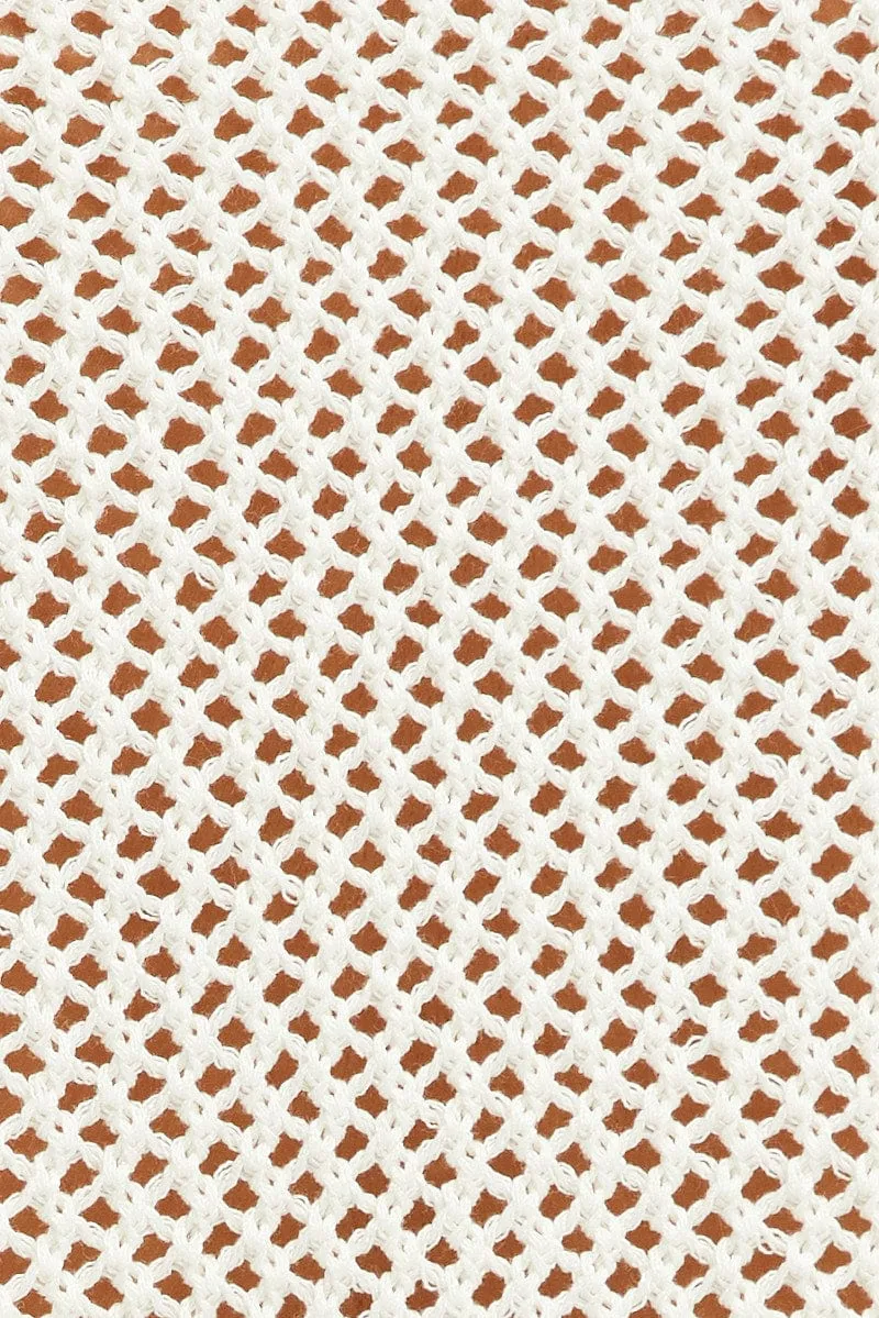 White Collar Knit Top Short Sleeve