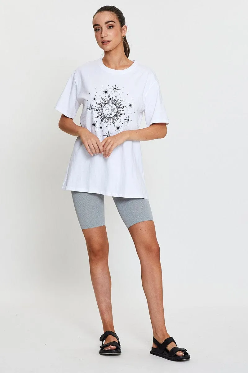 White Graphic T Shirt Short Sleeve