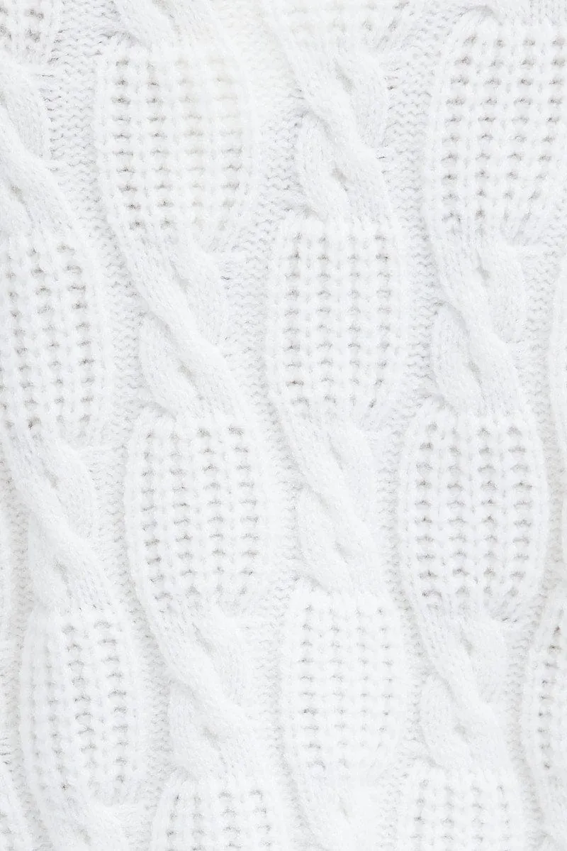 White Oversized Cable Knit Cardigan