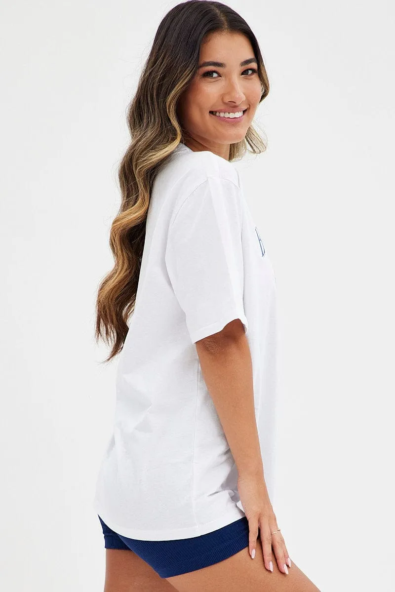 White T Shirt Short Sleeve Crew Neck Berkeley Basketball
