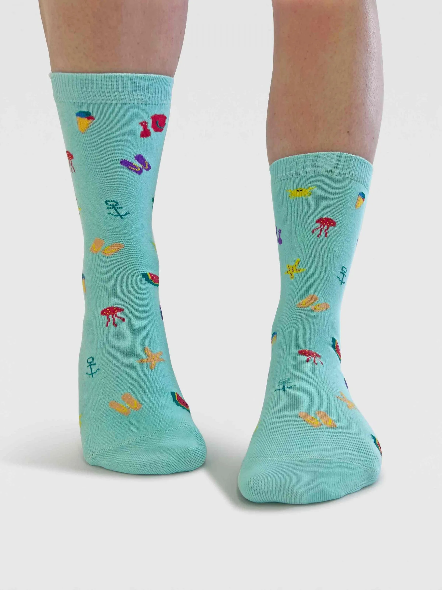 Womens Bess Beach Organic Cotton Socks - Deep Mint