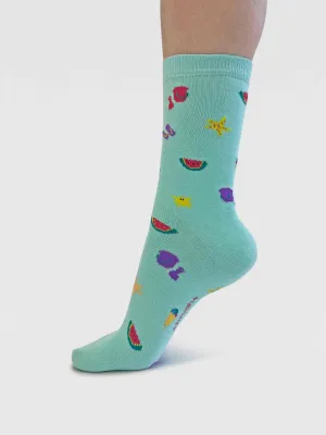 Womens Bess Beach Organic Cotton Socks - Deep Mint