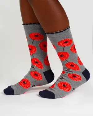 Womens Birth Flower Sock - Poppy