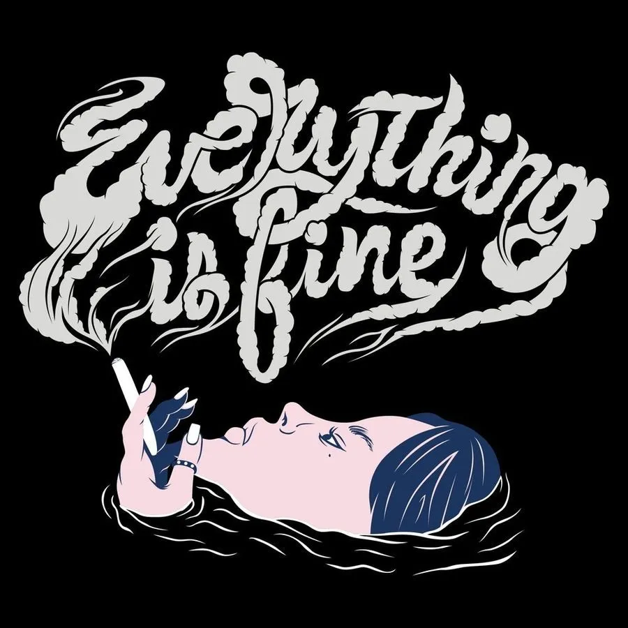 Women's Everything Is Fine Boyfriend Fit T-Shirt - Black