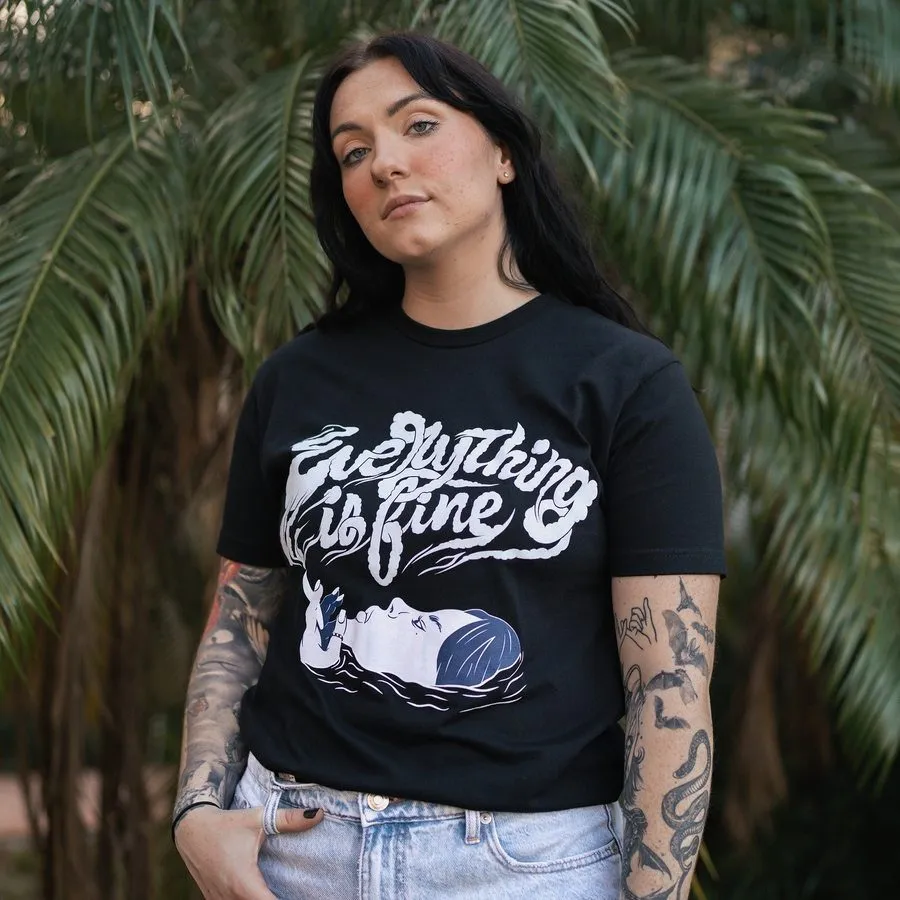 Women's Everything Is Fine Boyfriend Fit T-Shirt - Black