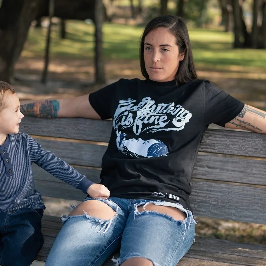 Women's Everything Is Fine Boyfriend Fit T-Shirt - Black