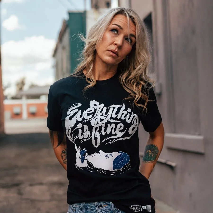 Women's Everything Is Fine Boyfriend Fit T-Shirt - Black