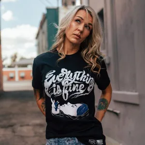Women's Everything Is Fine Boyfriend Fit T-Shirt - Black