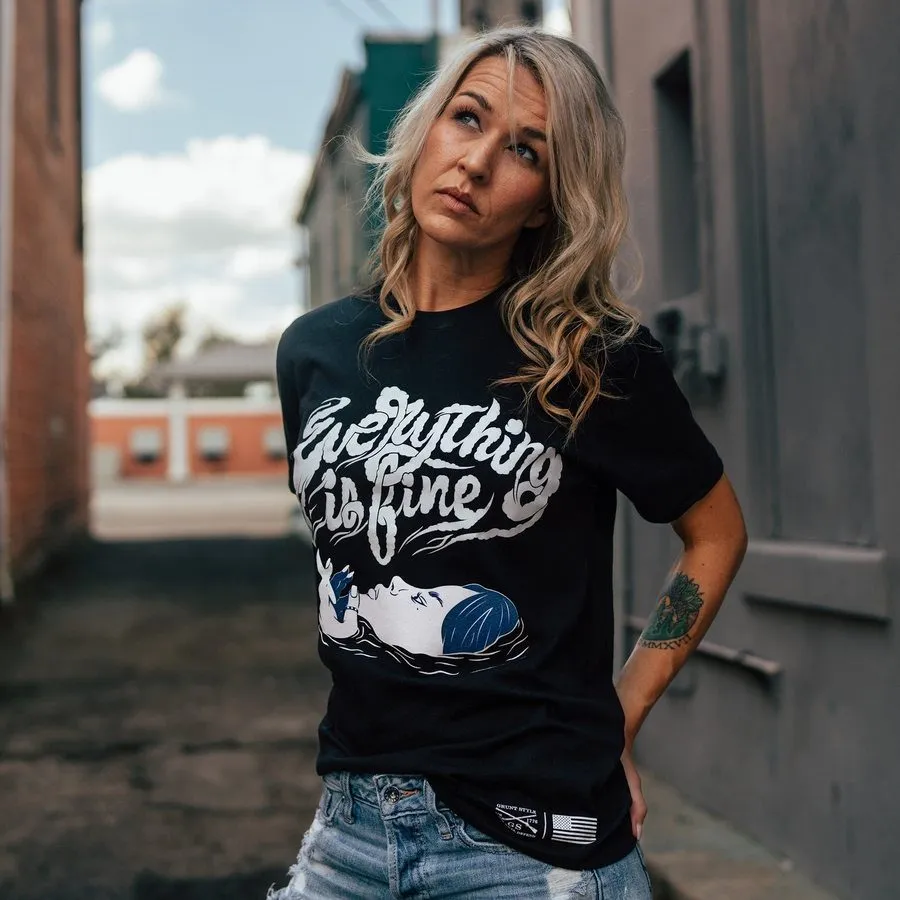 Women's Everything Is Fine Boyfriend Fit T-Shirt - Black