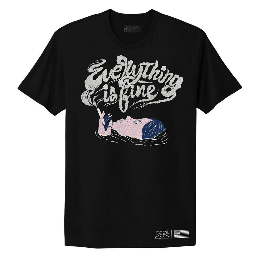 Women's Everything Is Fine Boyfriend Fit T-Shirt - Black