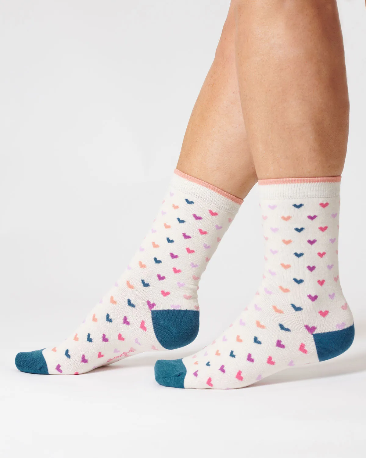 Womens Heart Spot Organic Cotton Socks - Stone White