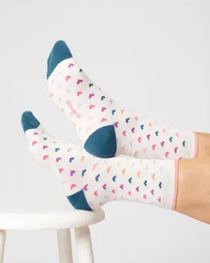 Womens Heart Spot Organic Cotton Socks - Stone White