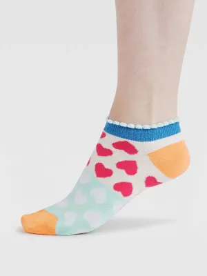 Womens Islay Heart Bamboo Trainer Socks - Tangerine Orange