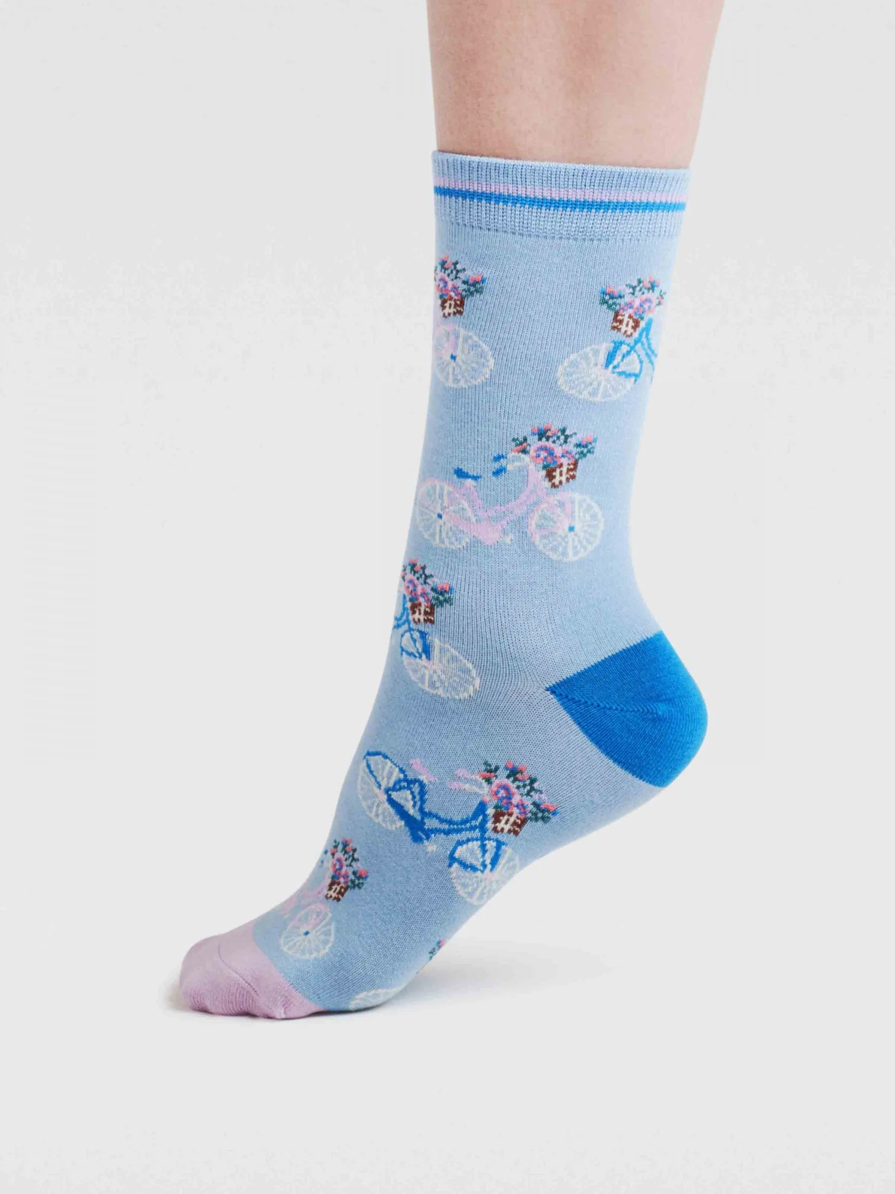 Womens Rosette Bike Bamboo Socks - Klein Blue