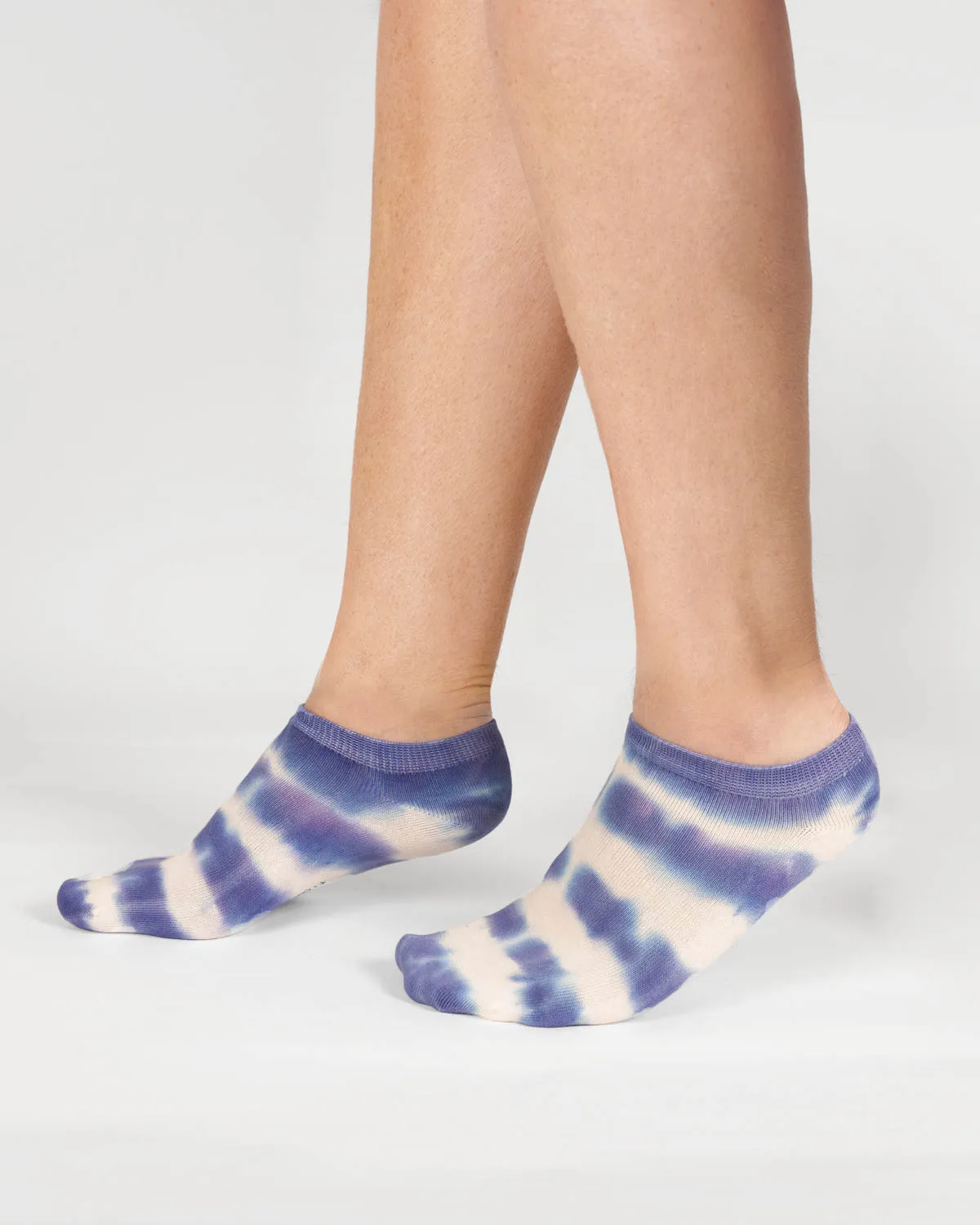 Womens Tie Dye Trainer Bamboo Socks - Blue Slate