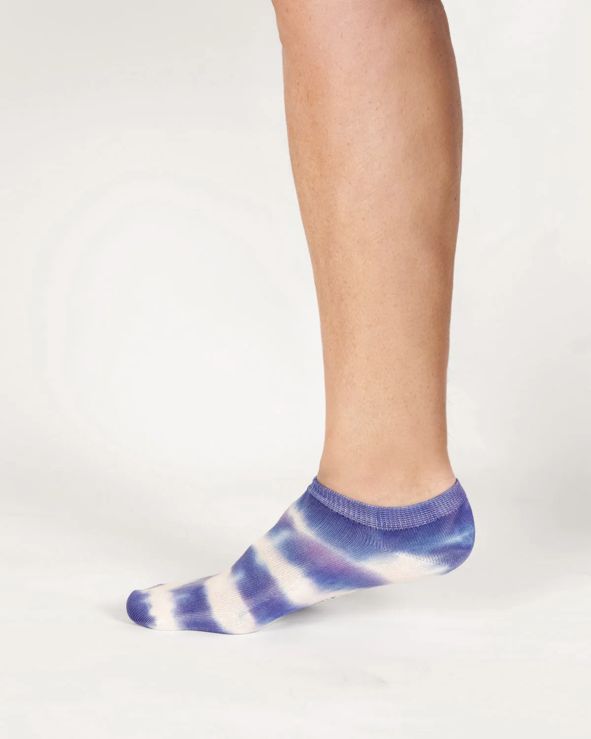 Womens Tie Dye Trainer Bamboo Socks - Blue Slate