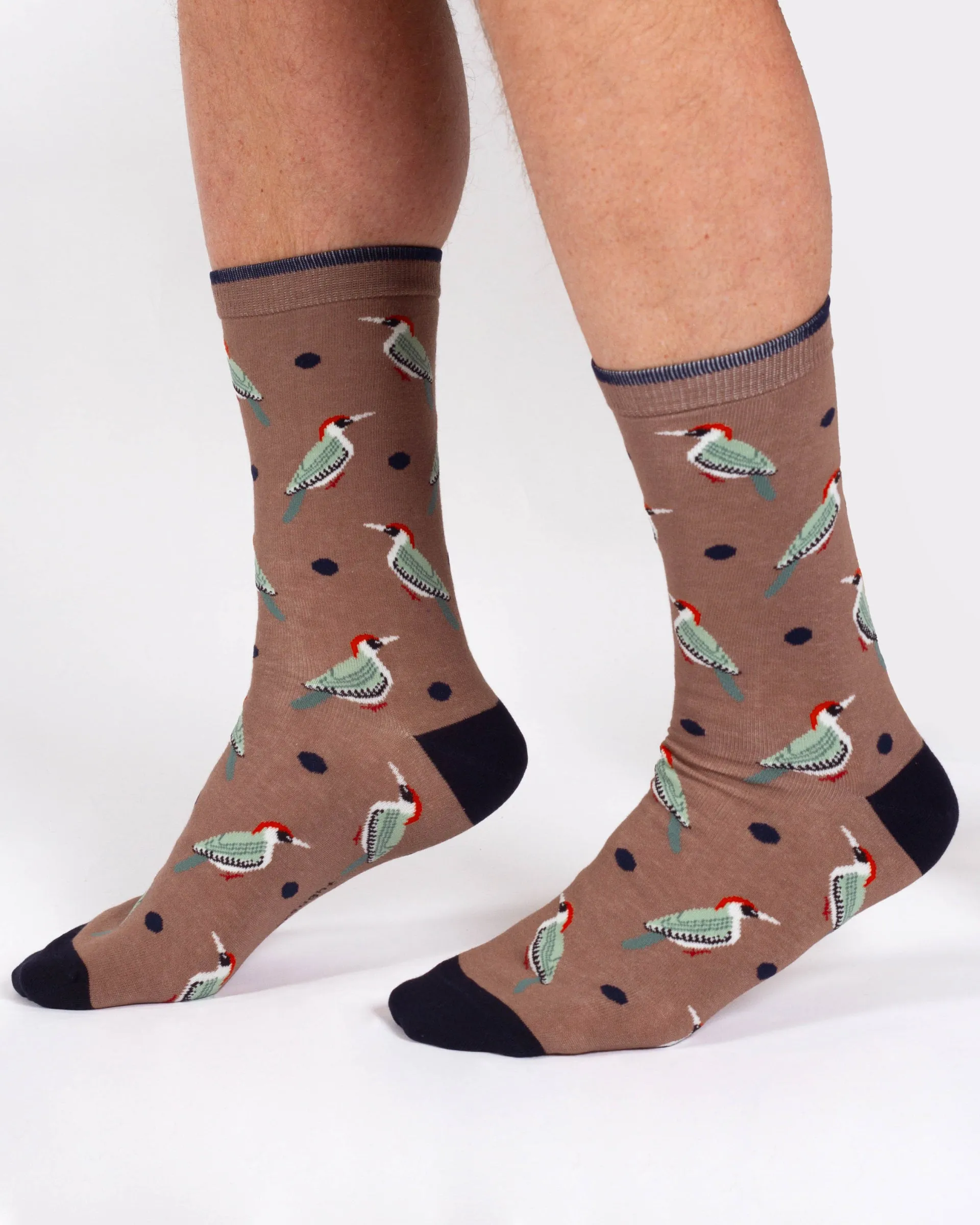 Woodpecker Organic Cotton Crew Socks - Brown Multi