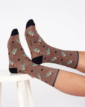 Woodpecker Organic Cotton Crew Socks - Brown Multi
