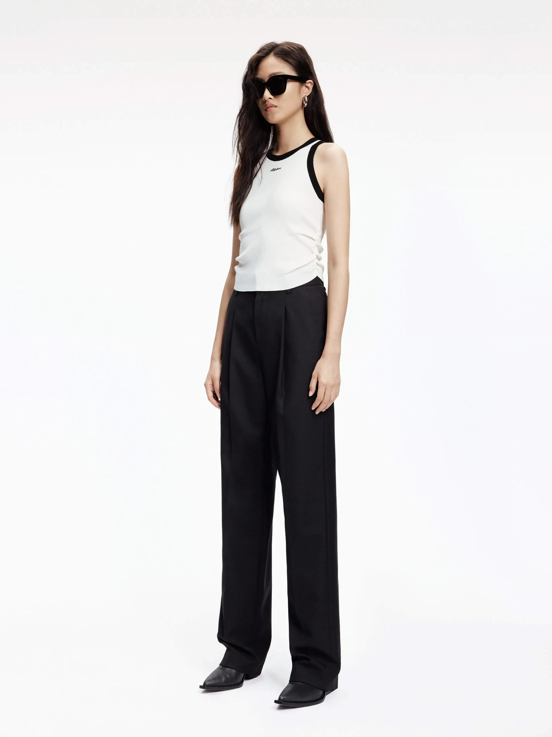 Wool Blend Tailored Pants