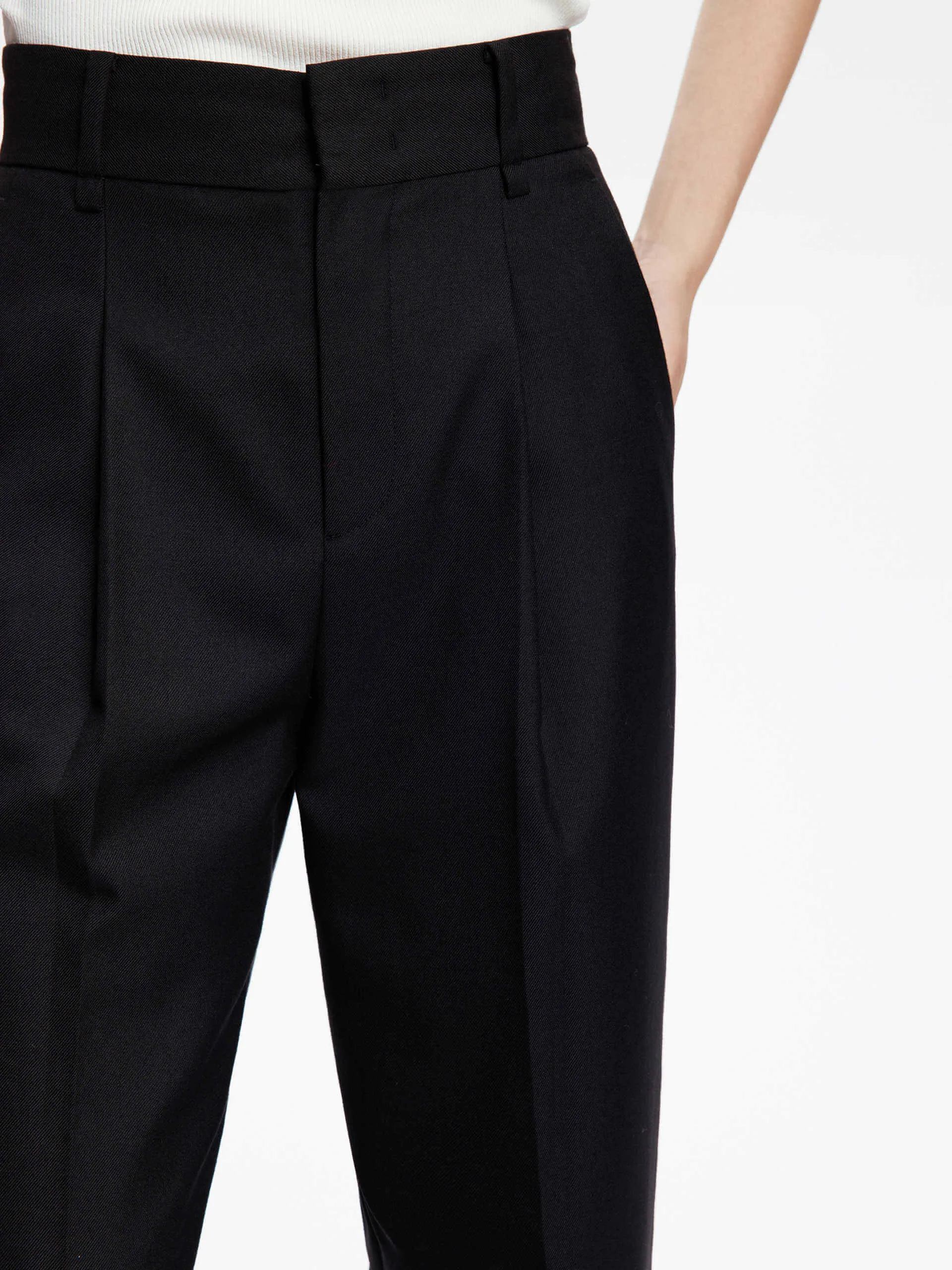 Wool Blend Tailored Pants